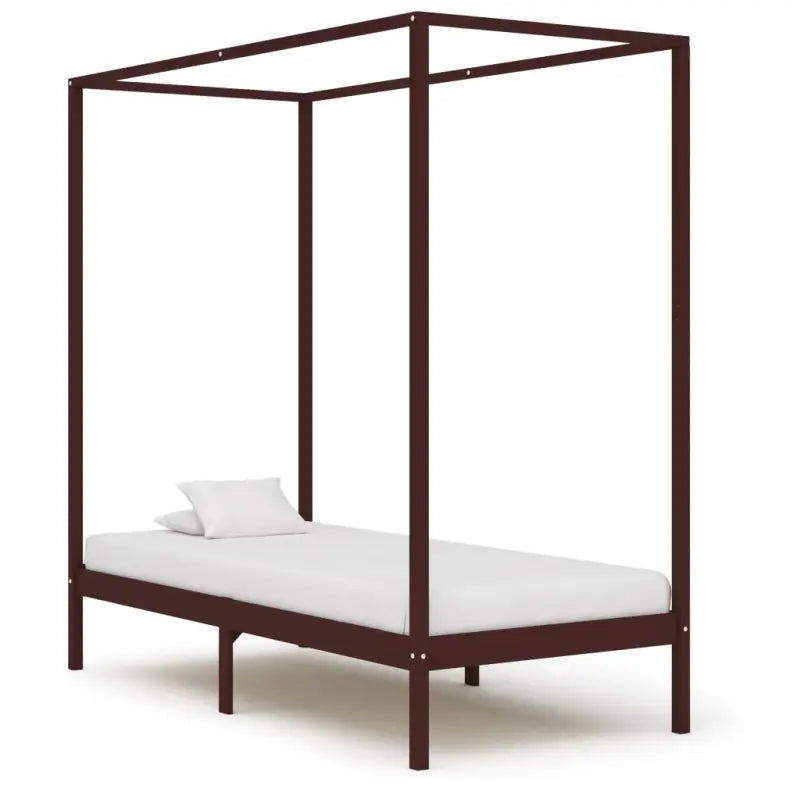 Massief Grenenhouten Hemelbedframe Voor Een Elegante Slaapkamer - Donkerbruin / 90 x 200 cm - Bedden & bedframes