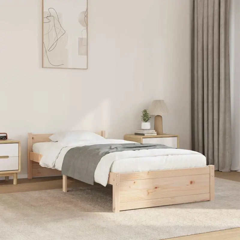 Massief hout bedframe van massief grenenhout met levering bevat - Naturel / 75 x 190 cm - Bedden & bedframes