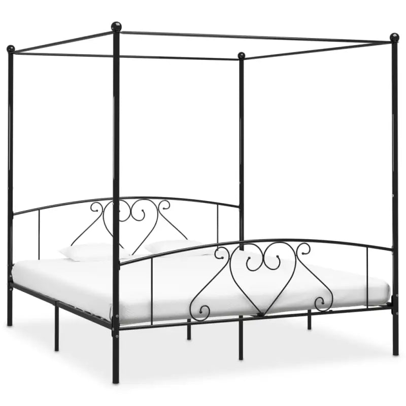 Metaal Hemelbedframe met Gordijnophang voor Een Elegante Slaapkamer - Zwart / 200 x 200 cm - Bedden & bedframes