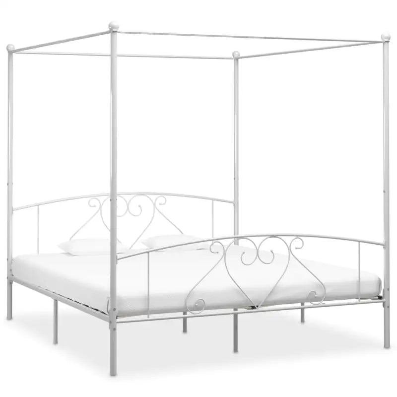 Metaal Hemelbedframe met Gordijnophang voor Een Elegante Slaapkamer - Wit / 200 x 200 cm - Bedden & bedframes