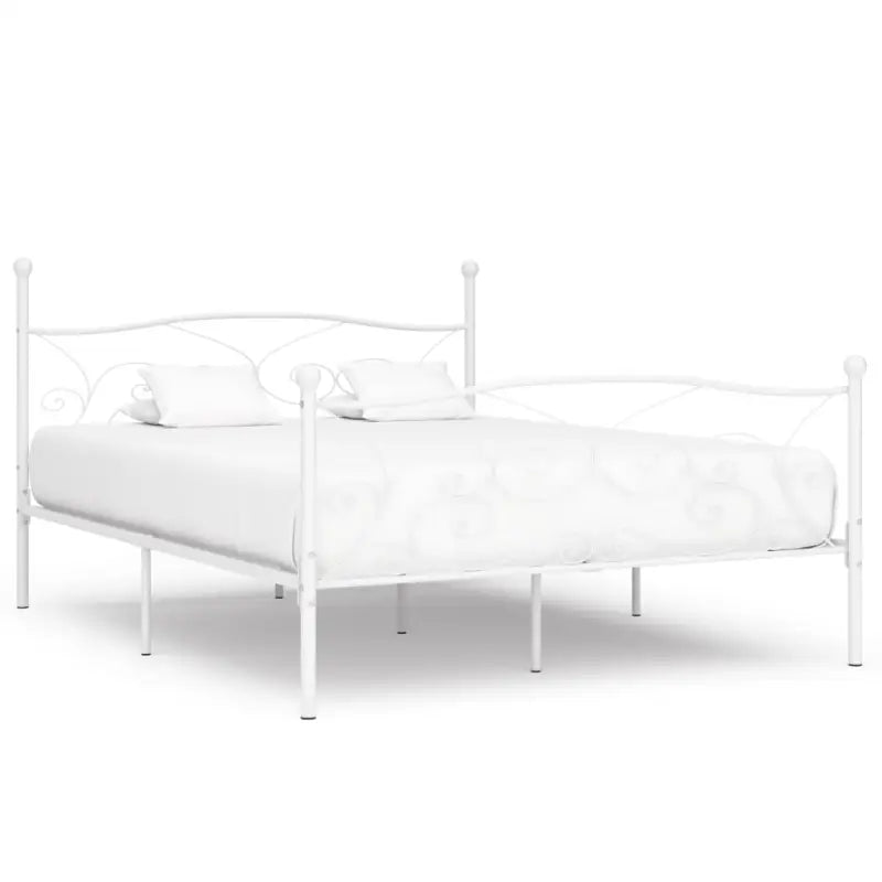 Metalen Bedframe met Massieve Constructie en Comfortabele Lattenbodem - Wit / 200 x 200 cm - Bedden & bedframes