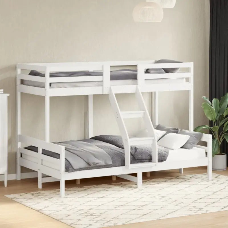 Metalen stapelbed met massief grenenhout voor compacte kamers - Wit / 1 - Bedden & bedframes
