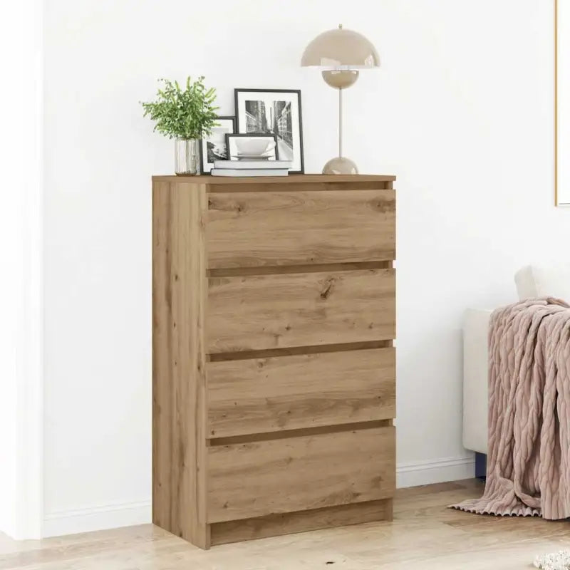 Minimalistisch bewerkt hout dressoir met 4 lades voor praktische opbergruimte - artisian oak / 1 - Dressoirs &