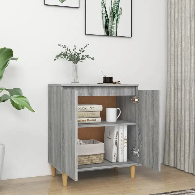 Minimalistisch dressoir van bewerkt hout in grijs sonoma - Dressoirs & buffetkasten