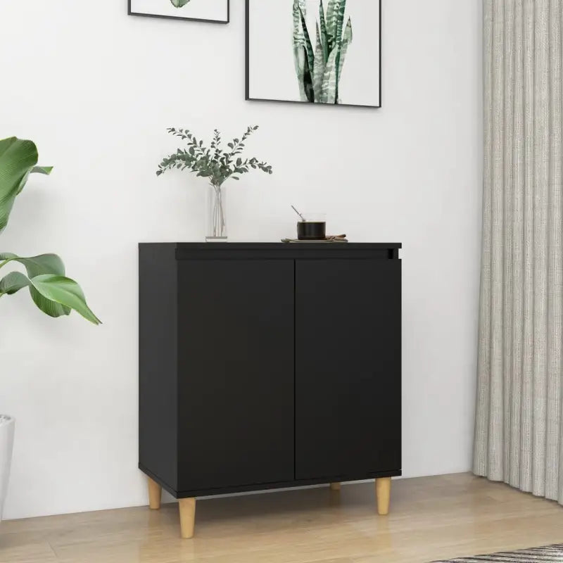 Minimalistisch dressoir van bewerkt hout in grijs sonoma - Zwart / 1 - Dressoirs & buffetkasten