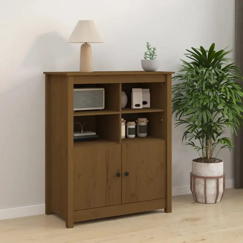 Minimalistisch dressoir van massief grenenhout voor natuurlijk interieur - Honingbruin / 1 - Dressoirs & buffetkasten