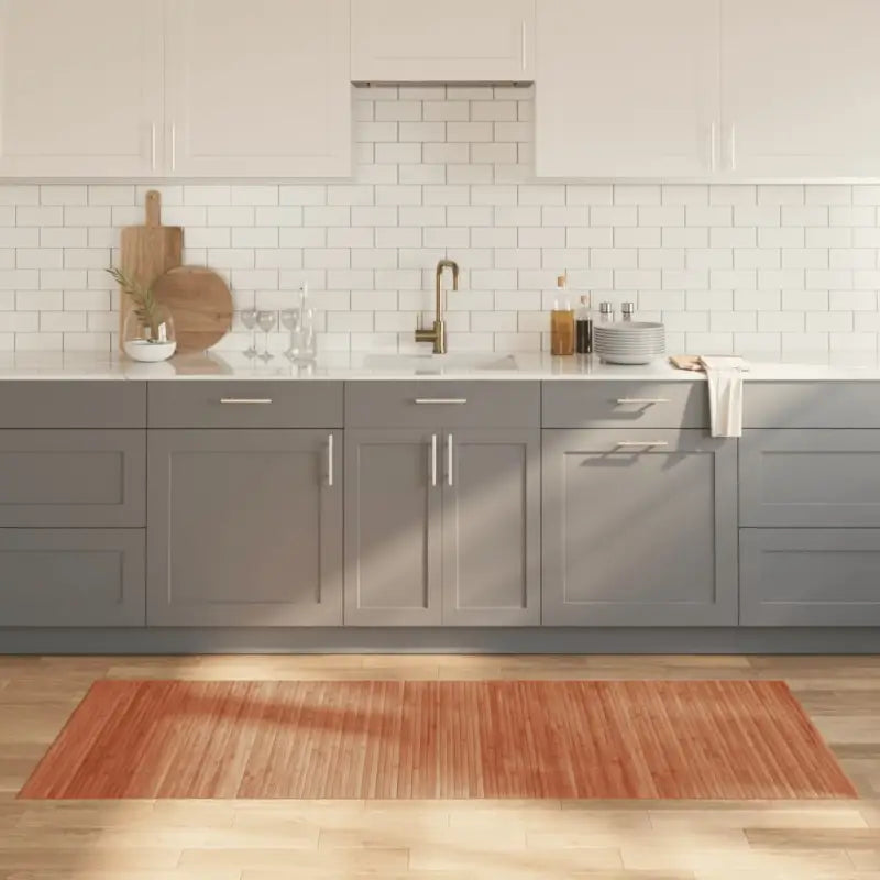 Modern bamboe vloerkleed in neutrale kleuren voor een natuurlijke uitstraling - Bruin / 80 x 200 cm - Vloerkleden