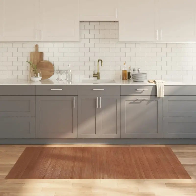 Modern bamboe vloerkleed in neutrale kleuren voor een natuurlijke uitstraling - Bruin / 100 x 200 cm - Vloerkleden