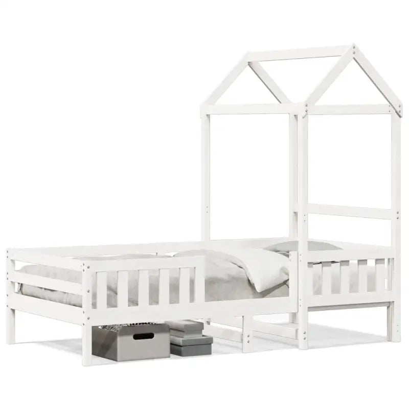 Modern bedframe met massief grenenhout en multiplex lattenbodem in wit materiaal - Bedden & bedframes