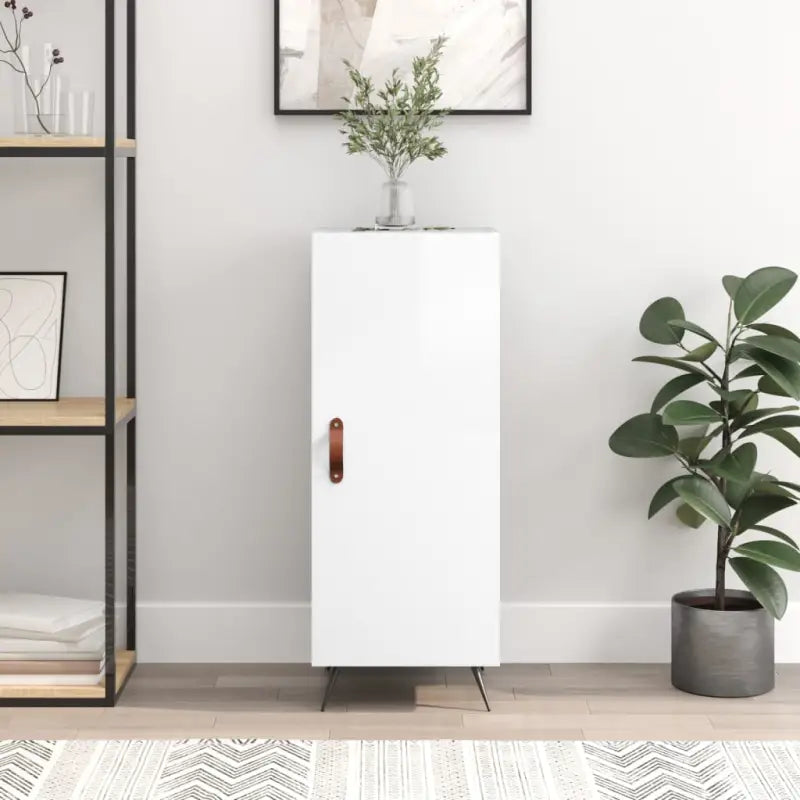 Modern dressoir in sonoma eiken met metalen poten en bewerkt hout - Hoogglans wit / 1 - Dressoirs & buffetkasten