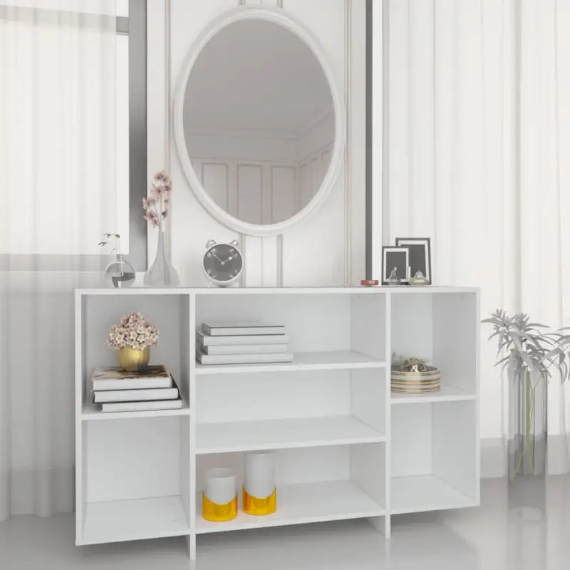 Modern dressoir met bewerkt hout en schappen voor interieurbijwerking - Wit / 1 - Dressoirs & buffetkasten