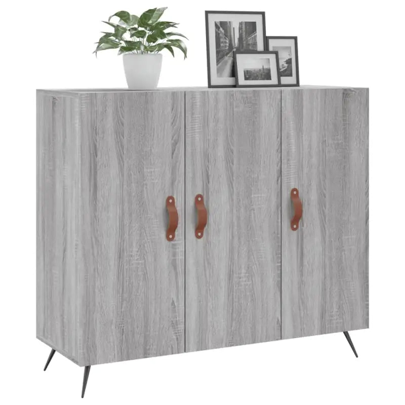 Modern dressoir met metalen poten en bewerkt hout in grijs sonoma - Dressoirs & buffetkasten