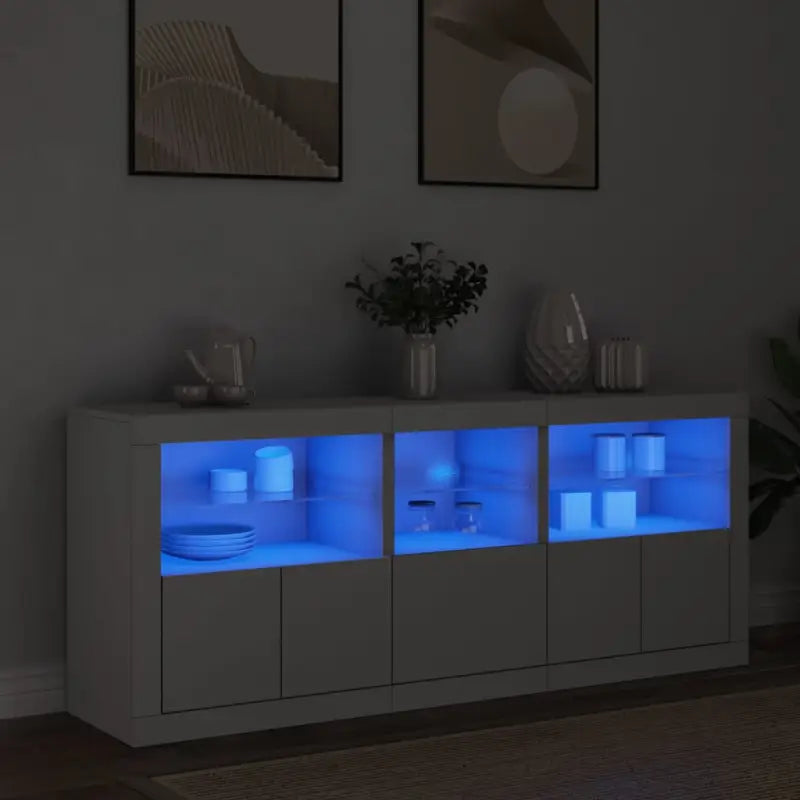 Modern dressoir met RGB LED-verlichting en duurzaam bewerkt hout - Wit / 1 - Dressoirs & buffetkasten