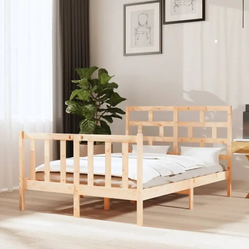 Modern houten bedframe van massief grenenhout met levering bevat - Naturel / 140 x 190 cm - Bedden & bedframes