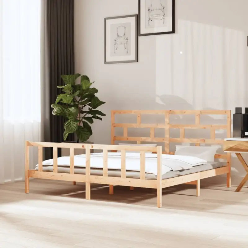 Modern houten bedframe van massief grenenhout met levering bevat - Naturel / 180 x 200 cm - Bedden & bedframes