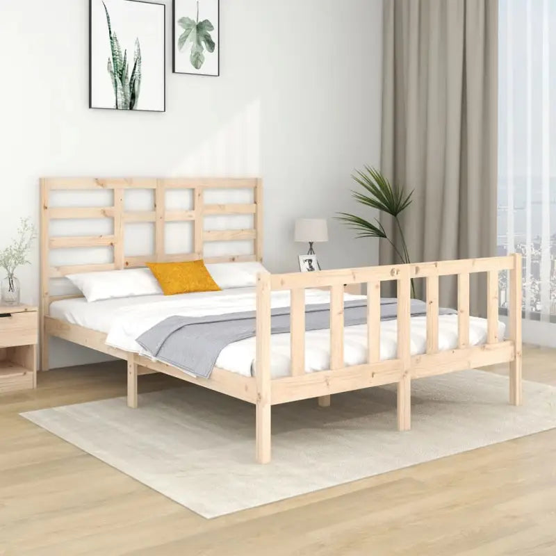 Modern houten bedframe van massief grenenhout met levering bevat - Naturel / 135 x 190 cm - Bedden & bedframes