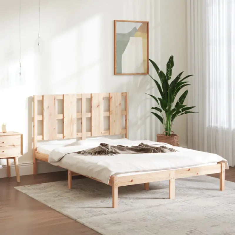 Modern houten bedframe van massief grenenhout met levering bevat - Naturel / 140 x 200 cm - Bedden & bedframes