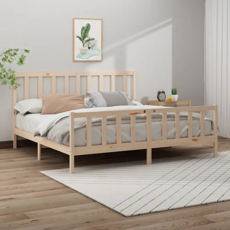 Modern houten bedframe van massief grenenhout met levering bevat - Naturel / 200 x 200 cm - Bedden & bedframes