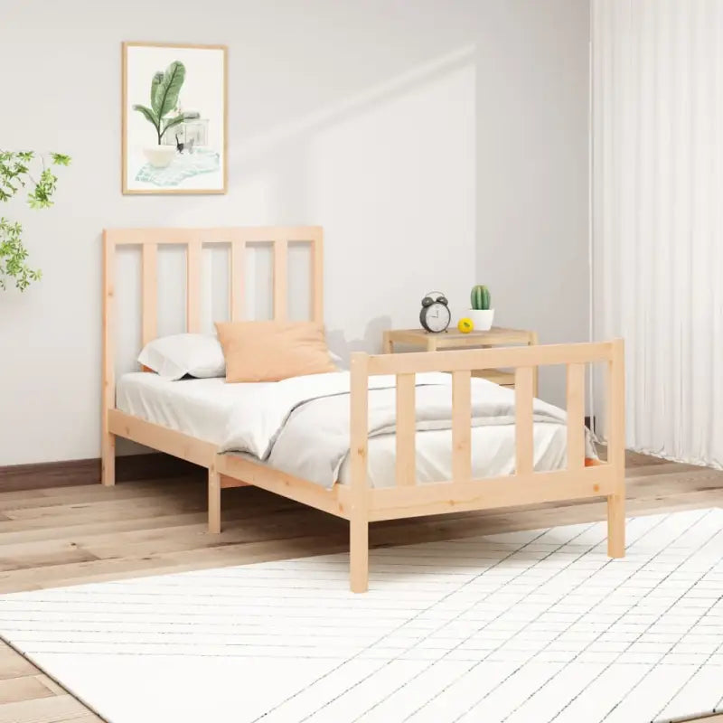 Modern houten bedframe van massief grenenhout met levering bevat - Naturel / 100 x 200 cm - Bedden & bedframes