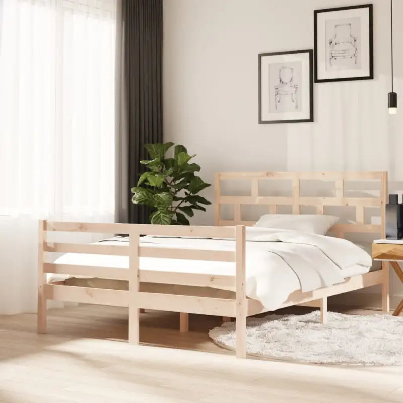 Modern houten bedframe van massief grenenhout met levering bevat - Naturel / 140 x 200 cm - Bedden & bedframes