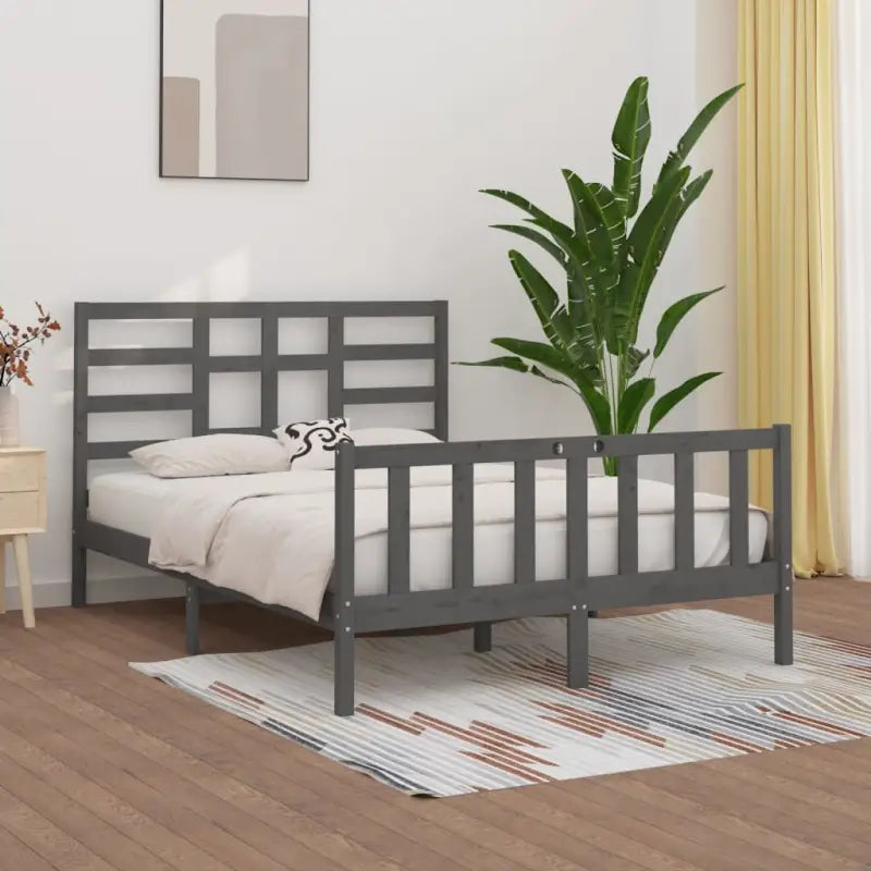 Modern houten bedframe van massief grenenhout met levering bevat - Grijs / 150 x 200 cm - Bedden & bedframes