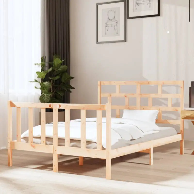 Modern houten bedframe van massief grenenhout met levering bevat - Naturel / 135 x 190 cm - Bedden & bedframes