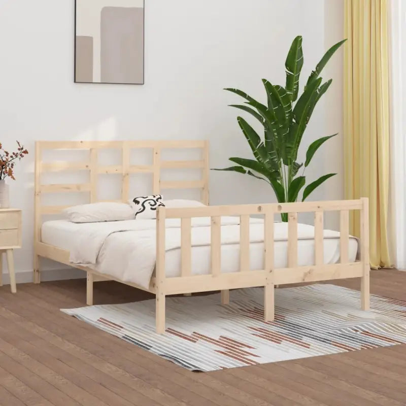 Modern houten bedframe van massief grenenhout met levering bevat - Naturel / 150 x 200 cm - Bedden & bedframes