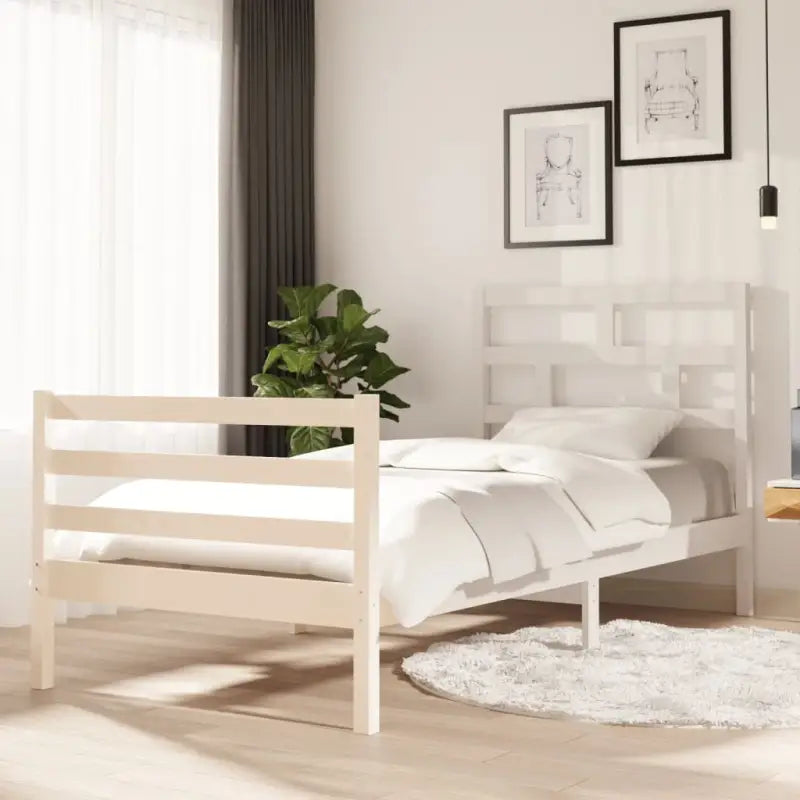 Modern houten bedframe van massief grenenhout met levering bevat - Wit / 90 x 200 cm - Bedden & bedframes