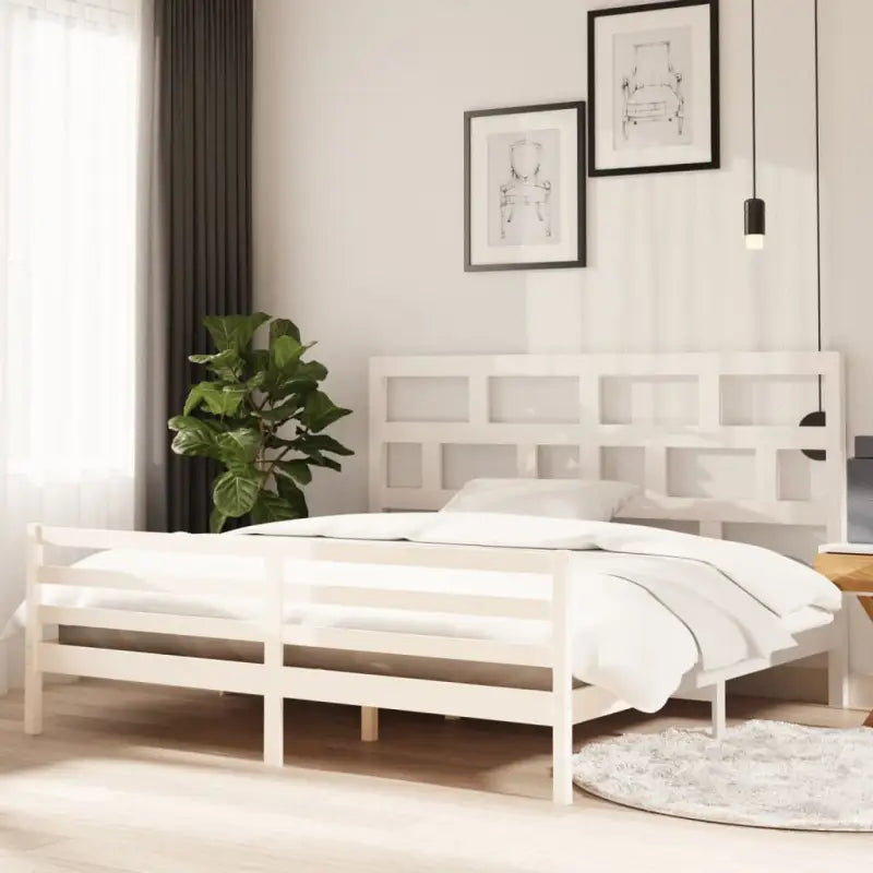 Modern houten bedframe van massief grenenhout met levering bevat - Wit / 200 x 200 cm - Bedden & bedframes