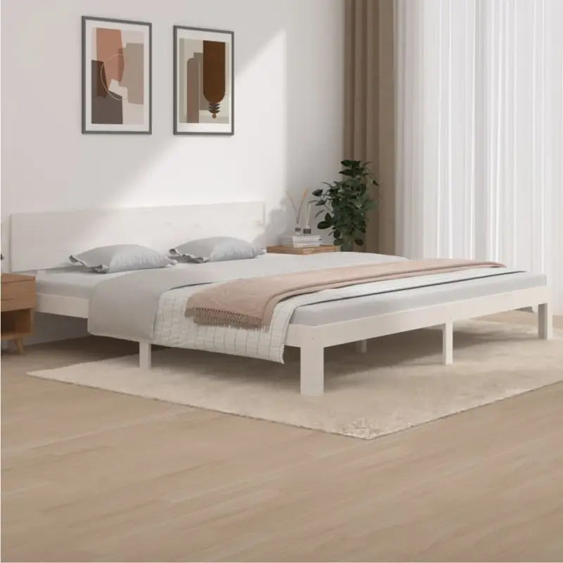 Modern houten bedframe van massief grenenhout met levering bevat - Wit / 200 x 200 cm - Bedden & bedframes