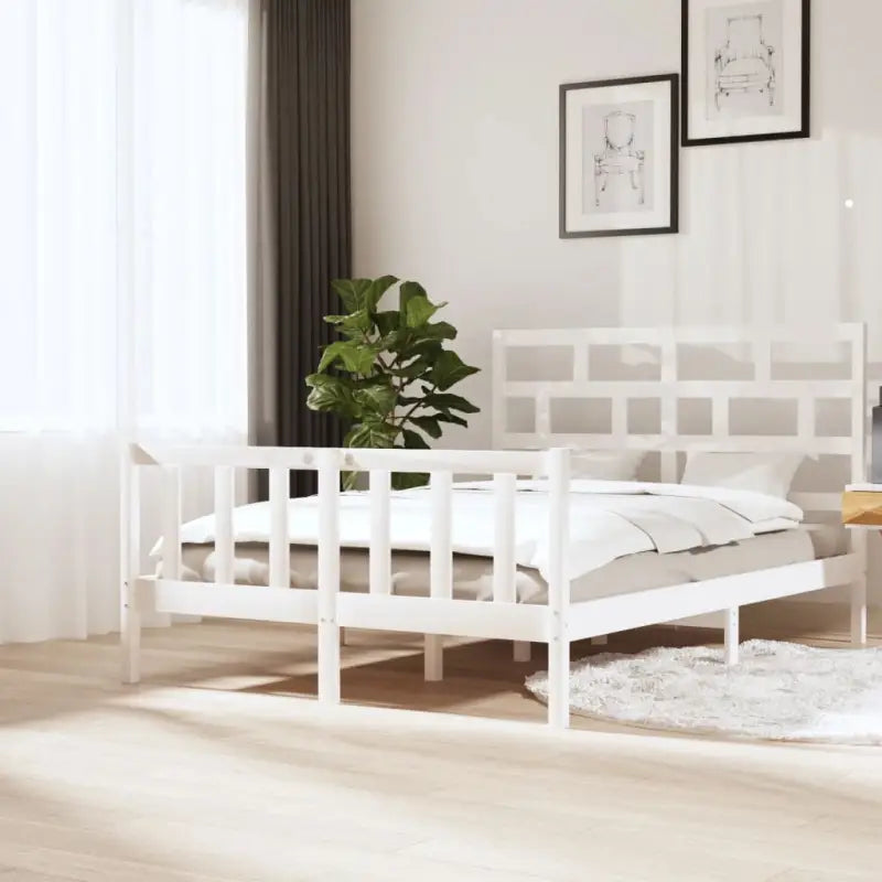 Modern houten bedframe van massief grenenhout met levering bevat - Wit / 160 x 200 cm - Bedden & bedframes