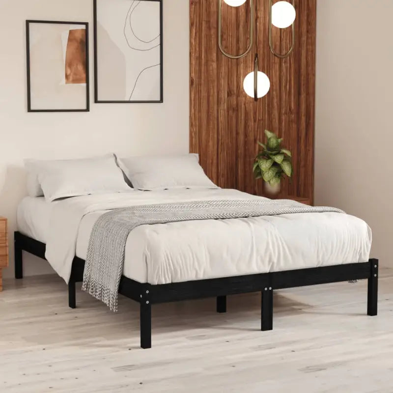 Modern houten bedframe van massief grenenhout voor je slaapkamer - Zwart / 120 x 190 cm - Bedden & bedframes
