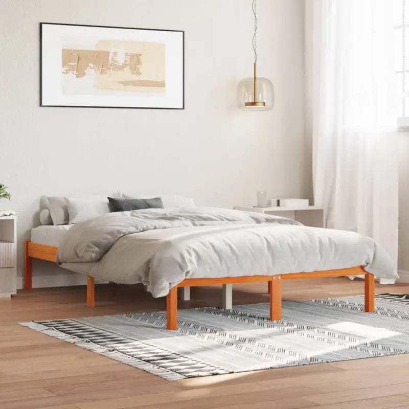 Modern houten bedframe van massief grenenhout voor je slaapkamer - Wasbruin / 120 x 200 cm - Bedden & bedframes
