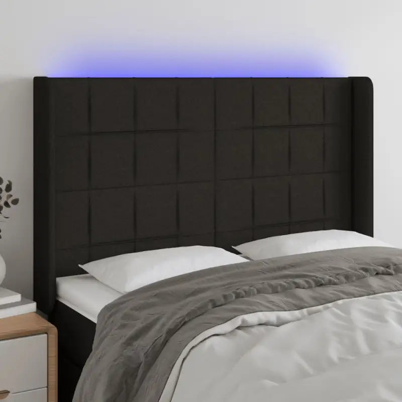 Modern LED Hoofdbord voor een stijlvol slaapkamerinterieur - Zwart / 147 x 16 x 118/128 cm / 1 - Hoofdborden