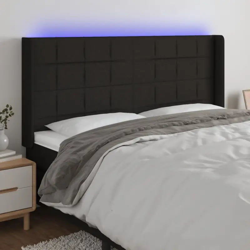 Modern LED Hoofdbord voor een stijlvol slaapkamerinterieur - Zwart / 203 x 16 x 118/128 cm / 1 - Hoofdborden