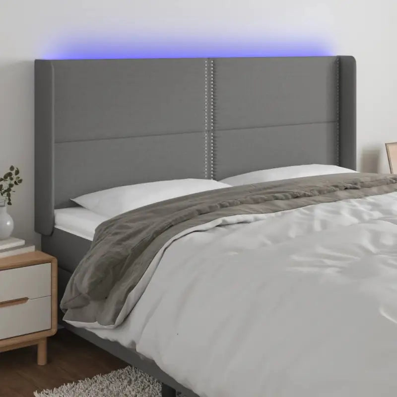 Modern LED Hoofdbord voor een stijlvolle slaapkamer uitstraling - Donkergrijs / 183 x 16 x 118/128 cm / 1 - Hoofdborden