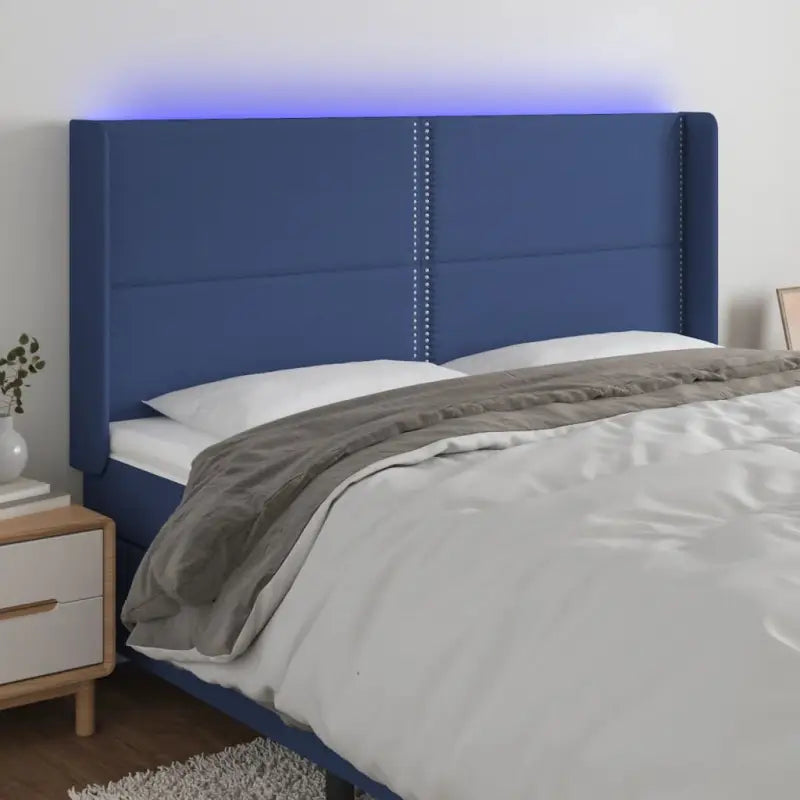 Modern LED Hoofdbord voor een stijlvolle slaapkamer uitstraling - Blauw / 183 x 16 x 118/128 cm / 1 - Hoofdborden