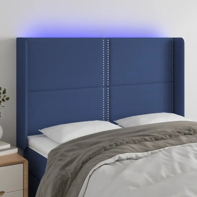 Modern LED Hoofdbord voor een stijlvolle slaapkamer uitstraling - Blauw / 147 x 16 x 118/128 cm / 1 - Hoofdborden
