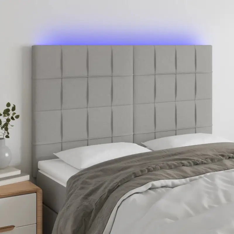 Modern LED Hoofdborden voor een stijlvolle slaapkamer uitstraling - Lichtgrijs / 144 x 5 x 118/128 cm / 1 - Hoofdborden