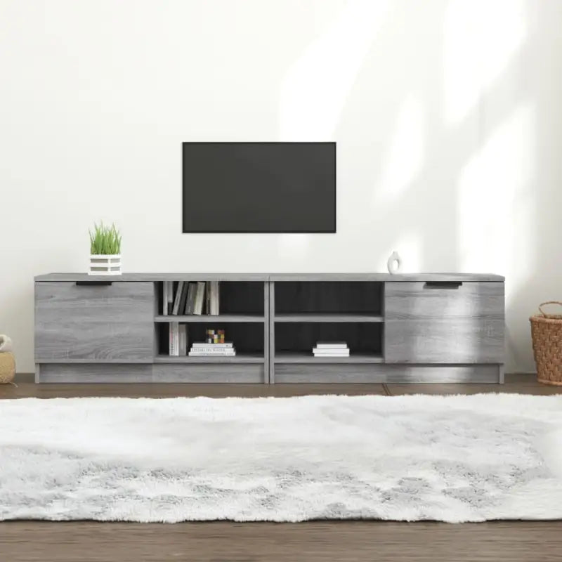 Modern Tv-meubel met stevig blad en bewerkt hout in Grijs Sonoma - Grijs sonoma / 2 - Tv-meubels