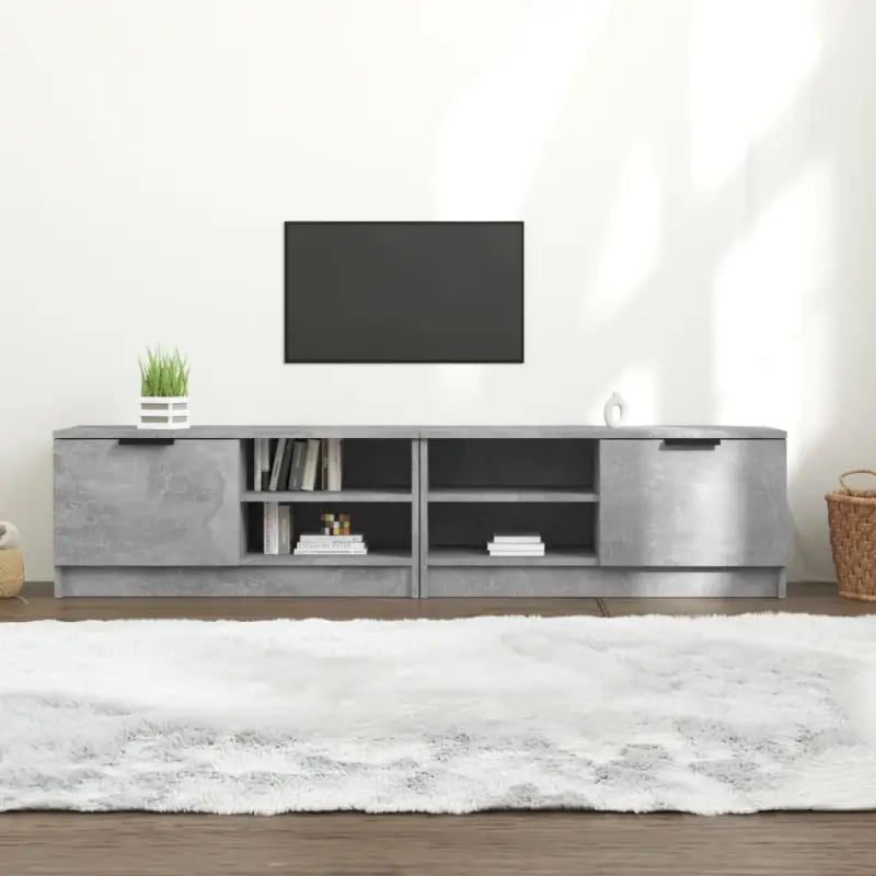 Modern Tv-meubel met stevig blad en bewerkt hout in Grijs Sonoma - Betongrijs / 2 - Tv-meubels