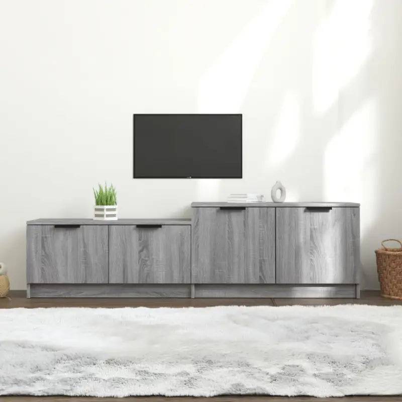 Modern tv-meubel met stevig blad van bewerkt hout - Grijs sonoma / 1 - Tv-meubels