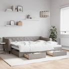 Moderne 2-in-1 slaapbank met onderschuifbed voor woon en slaapkamer - Taupe / 90 x 200 cm / met onderschuifbed en lade