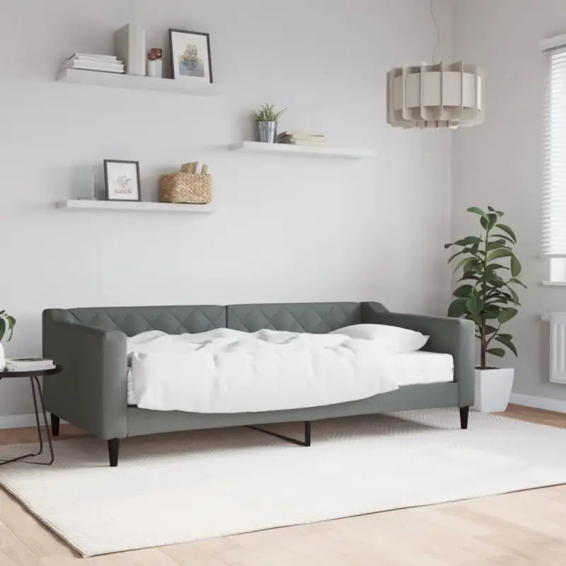 Moderne 2-in-1 slaapbank met onderschuifbed voor woon en slaapkamer - Donkergrijs / 90 x 190 cm / met matras - Bedden &