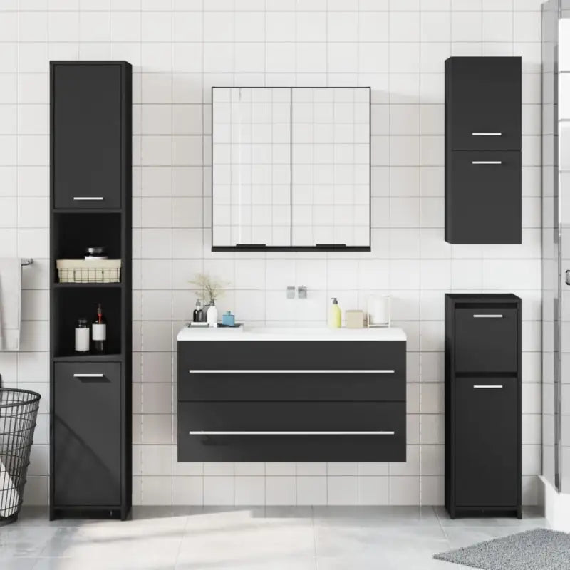 Moderne badkamerkaptafel van bewerkt hout met spiegel en opbergruimte - Badkamerkaptafels