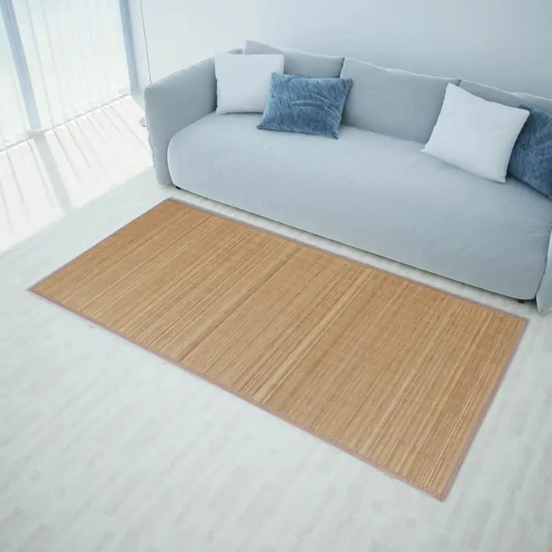 Moderne bamboe vloerkleed met anti-slip pvc-onderkant voor natuur in huis - Vloerkleden