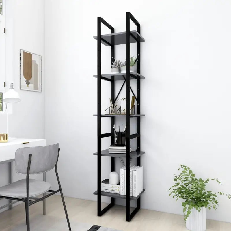 Moderne boekenkast van bewerkt hout met metalen frame inclusief levering bevat - Grijs / 1 / 40 cm - Boekenkasten