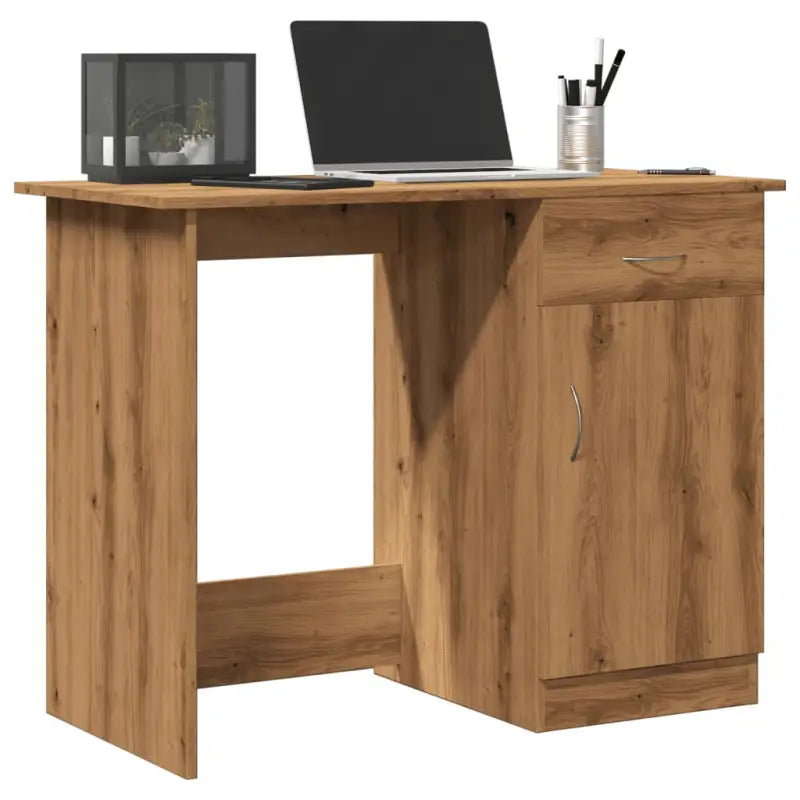 Moderne bureau van bewerkt hout voor studeer- en werkruimtes - artisanaal eikenkleurig - Bureaus