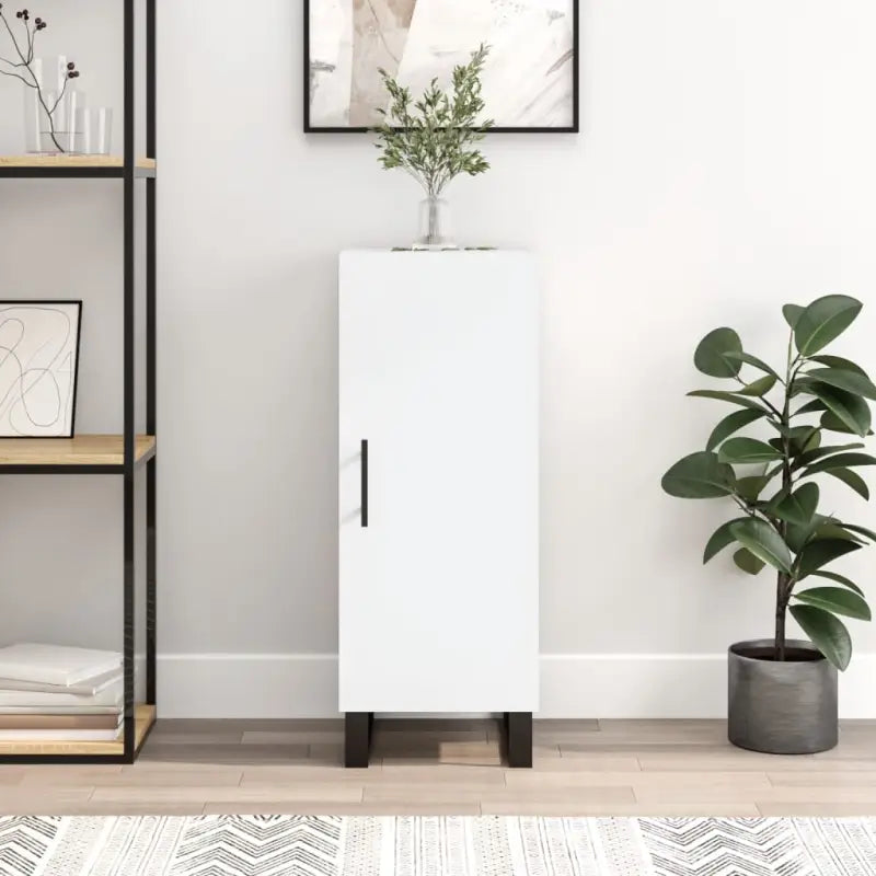 Moderne dressoir met metalen poten en bewerkt hout voor een tijdloze look - Wit / 1 - Dressoirs & buffetkasten