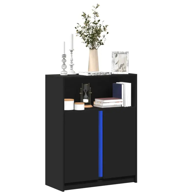 Moderne Dressoir met RGB LED-verlichting en bewerkt hout voor elke stijl - Zwart / 1 / 77 cm - Dressoirs & buffetkasten